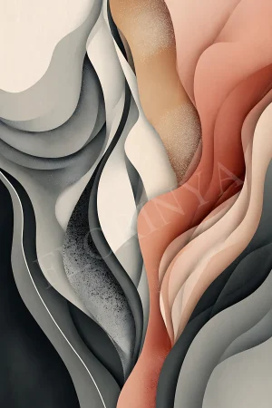 Neutral abstract boho wall art with flowing beige and terracotta shapes, high-resolution 300 DPI JPG printable for modern decor