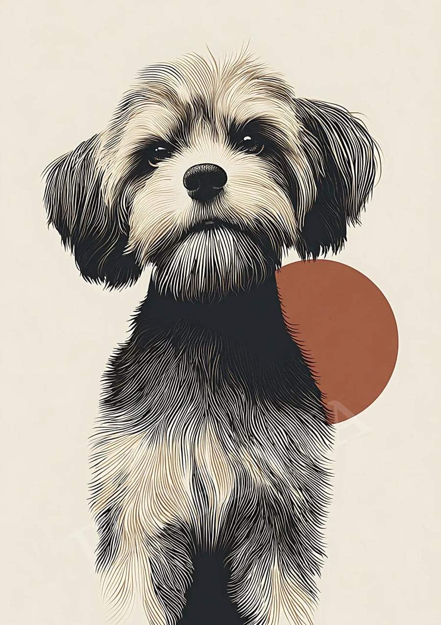 portrait mural Shih Tzu bohème