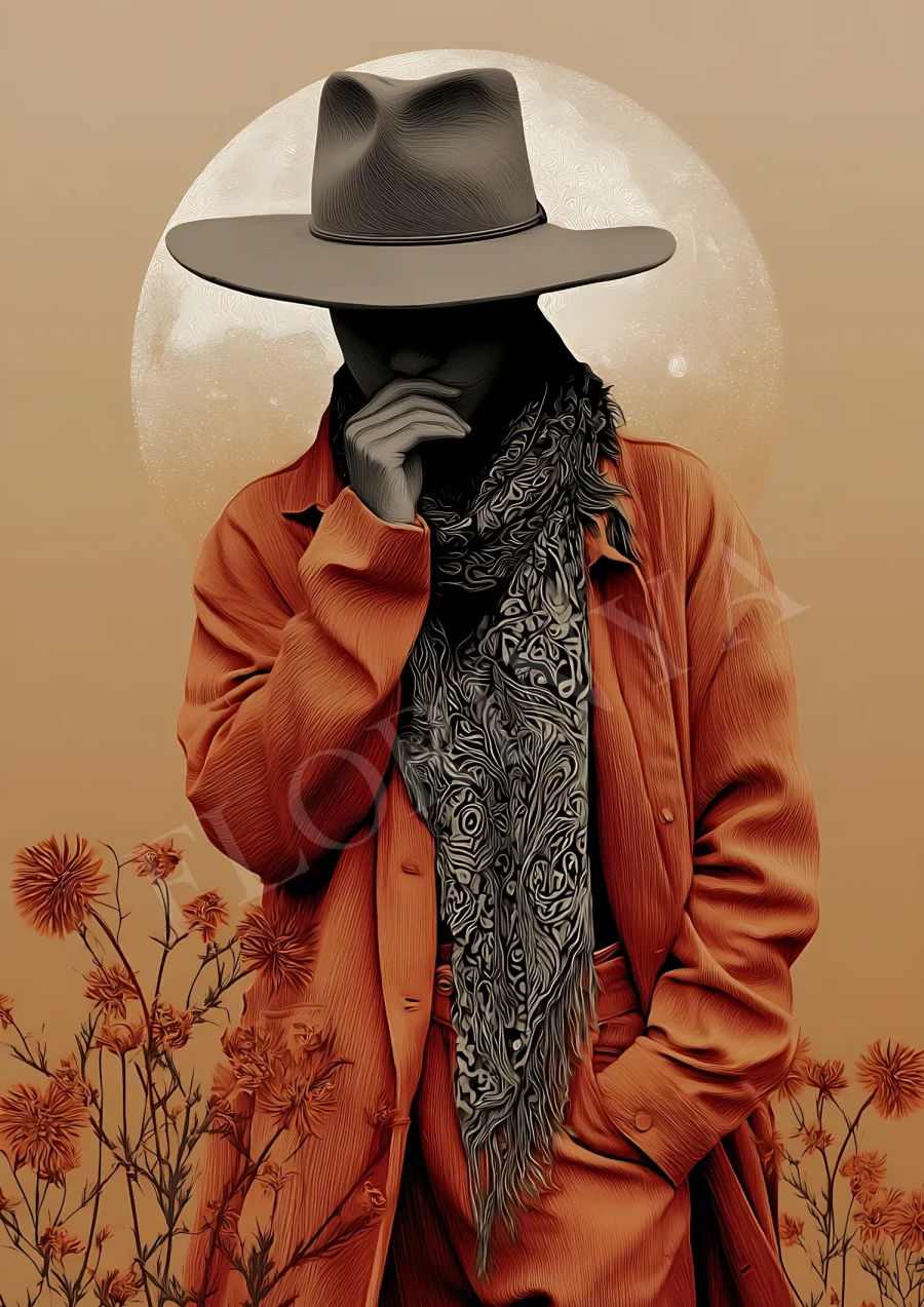 Mystical Moon fashion portrait boho wall art printable, 300 DPI JPG, celestial bohemian home decor