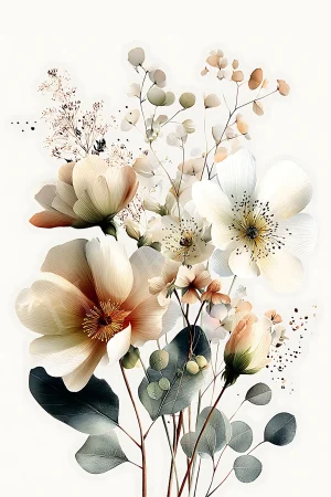 Boho Wall Art – Minimalist Floral Bouquet