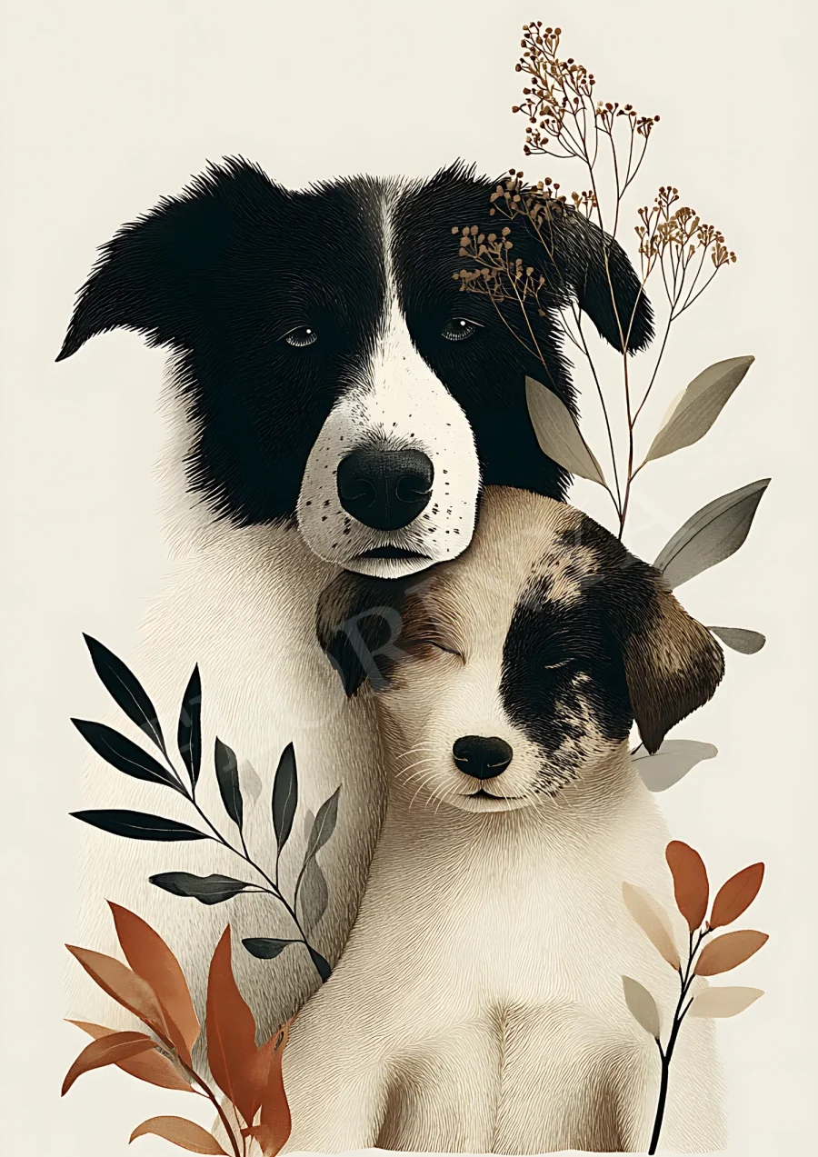 Boho Wall Art Border Collie Puppy Decor