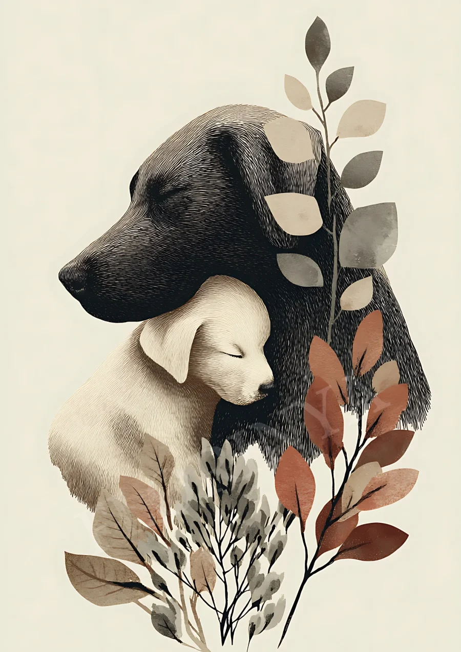 tableau labrador chiot dormant