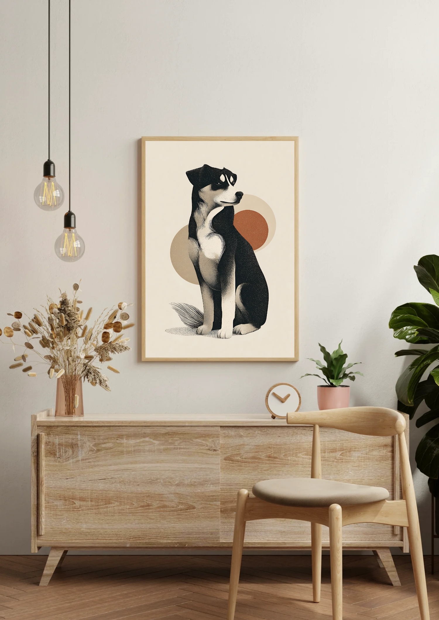 Boho Wall Art - Cute Puppy Botanical Decor