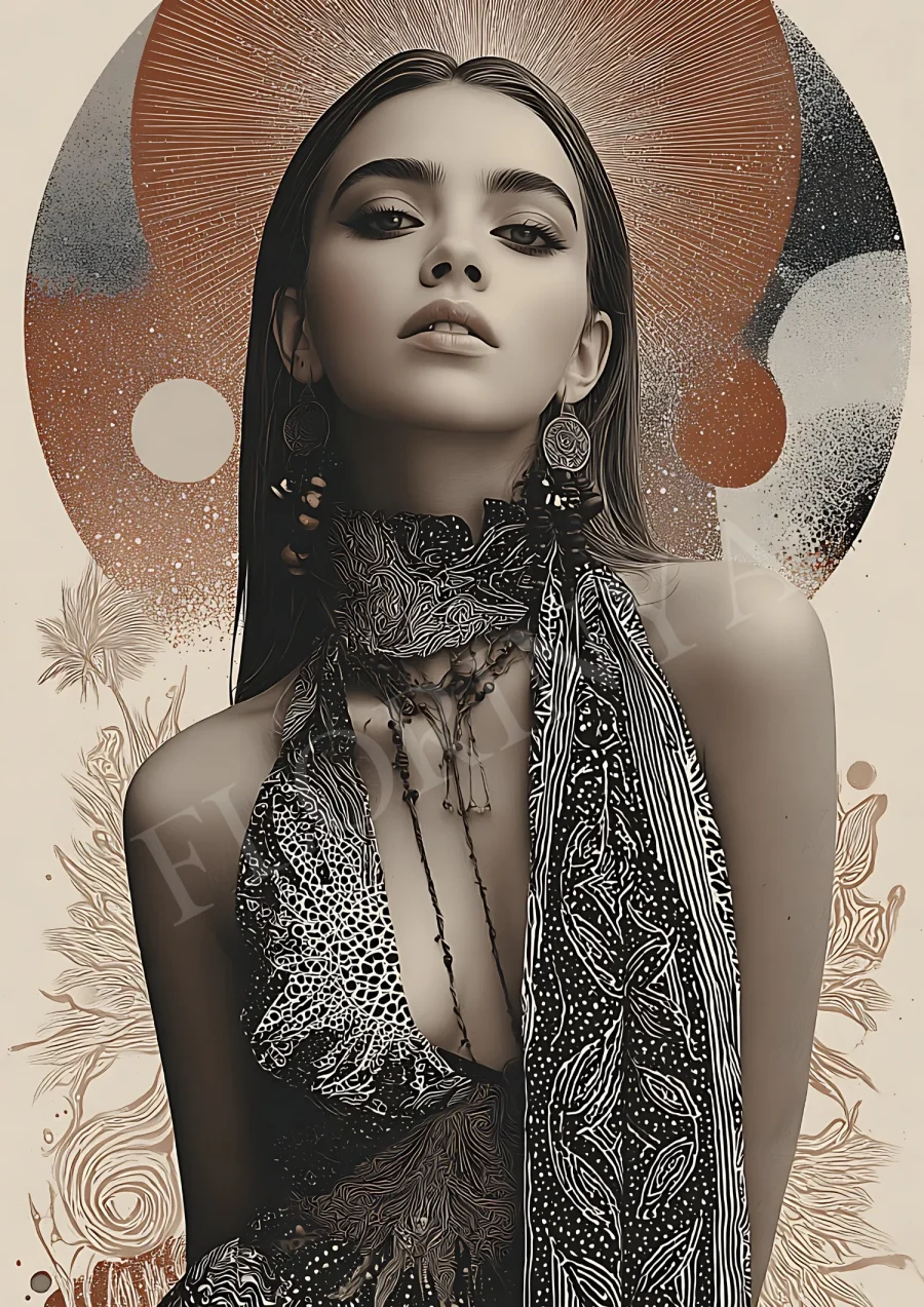 Botanical Desert Soul boho wall art print with terracotta botanicals — high-resolution 300 DPI JPG digital download
