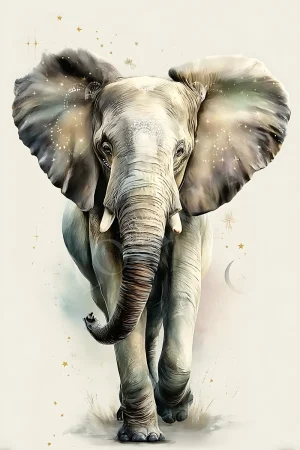 Majestic elephant printable wall art, high-resolution 300 DPI JPG for modern living spaces and nurseries
